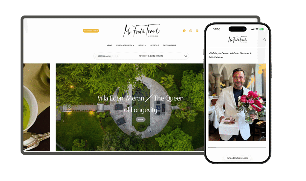 Desktop- und Smartphone-Ansicht der von Murmelz kuratierten Inhalte für Mr Food & Travel